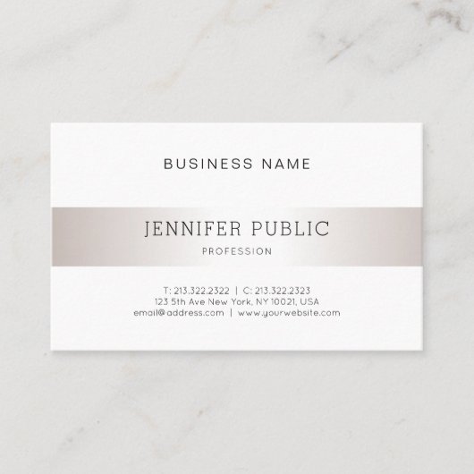 エレガントな最小主義のモダンな専門の銀製の上品 名刺 (正面)