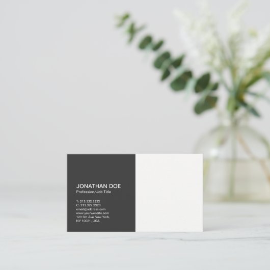 エレガントな最小主義の専門の明白な白黒 名刺 (スタンド正面)