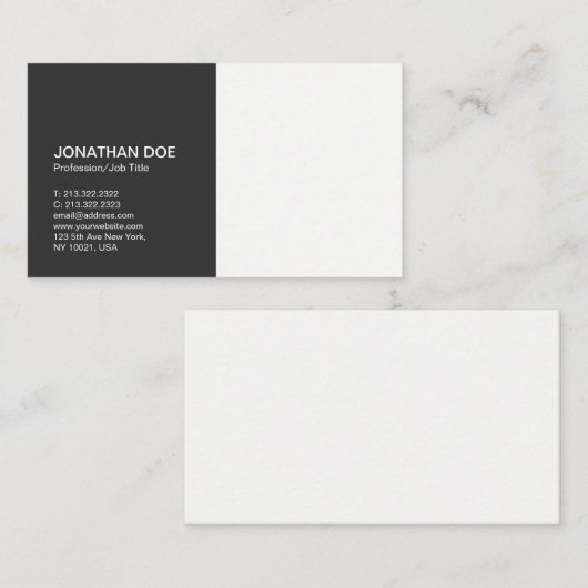 エレガントな最小主義の専門の明白な白黒 名刺 (正面/裏面)
