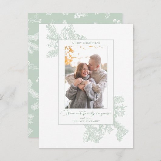 エレガントな最小主義の白く、真新しい休日の花柄 ポストカード (正面/裏面)