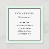 エレガントな最小主義の粋なパステル調の真新しい緑のモダン スクエア名刺 (裏面)