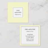 エレガントな最小主義の粋なパステル調の黄色いモダン スクエア名刺 (正面/裏面)