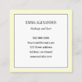 エレガントな最小主義の粋なパステル調の黄色いモダン スクエア名刺 (裏面)