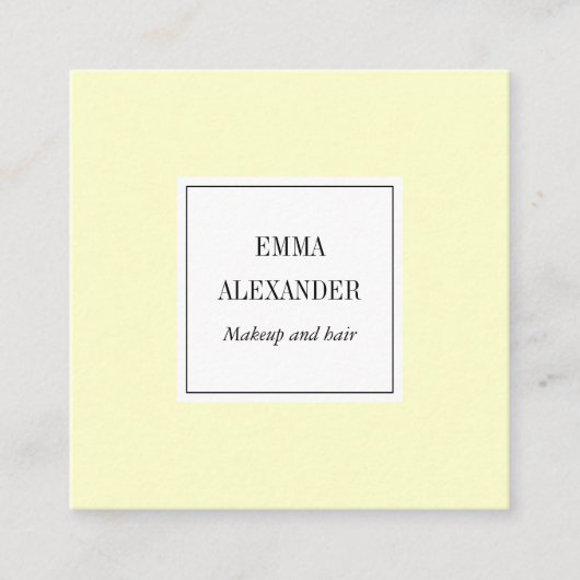 エレガントな最小主義の粋なパステル調の黄色いモダン スクエア名刺 (正面)