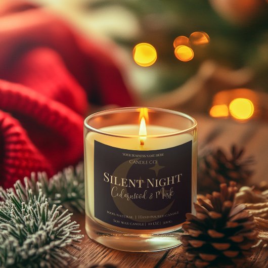 エレガントな月と星のカスタムホリデーキャンドルラベル スクエアシール