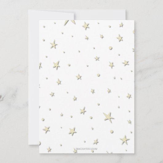 エレガントな月と星のジェンダーニュートラルベビーシャワー 招待状 (裏面)