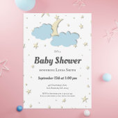 エレガントな月と星のジェンダーニュートラルベビーシャワー 招待状