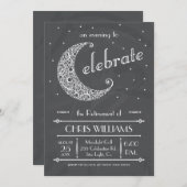 エレガントな月のお祝い-黒板 招待状 (正面/裏面)