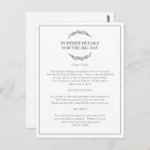 エレガントな月桂樹の葉の結婚式情報郵便はがき ポストカード (正面/裏面)