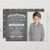 エレガントな月桂樹の青|の聖餐の招待状 招待状 (正面/裏面)