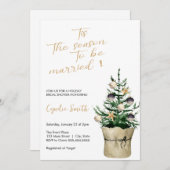 エレガントな木のクリスマス ブライダルシャワー 招待状 (正面/裏面)