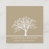 エレガントな木のヨガのインストラクターの健康生命コーチ スクエア名刺 (正面)