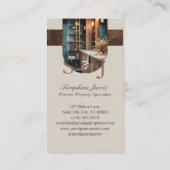 エレガントな木目キー モノグラム スタイリッシュ アーチ フォト 名刺 (裏面)