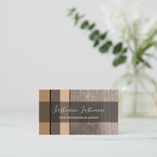 エレガントな木製の板、ミニマルなアーストーンの長方形 名刺 (スタンド正面)