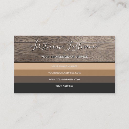 エレガントな木製の板、ミニマルなアーストーンの長方形 名刺 (裏面)