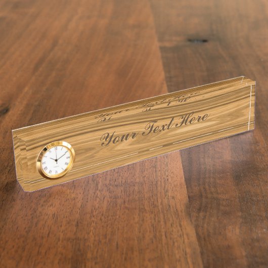 エレガントな木製の穀物のスタイル デスクネームプレート (側面)