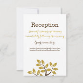 エレガントな木、箔押しの金色の葉の結婚式の披露宴 招待状 (裏面)