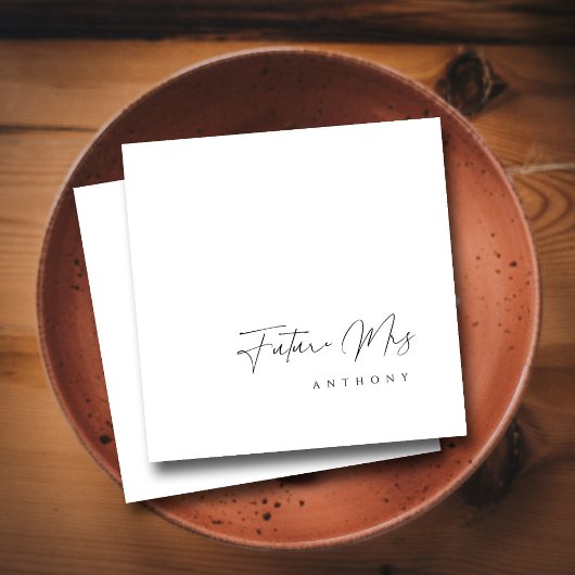 エレガントな未来のMrs. | 手書きのウェディングシャワーナップキン スタンダードカクテルナプキン
