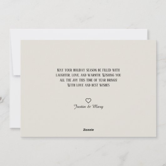 エレガントな松とホーリーのリースにゴールドのアクセントを添えて シーズンカード (裏面)