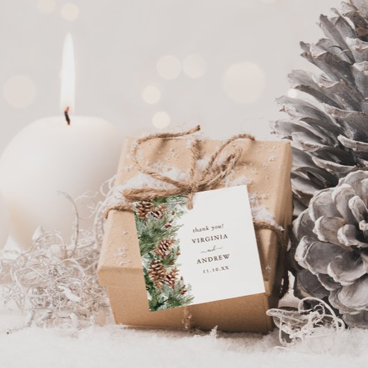 エレガントな松のウェディング フェイバータグ