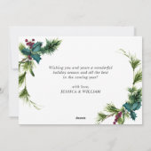 エレガントな松の木とイチイの実のクリスマスグリーティング シーズンカード (裏面)