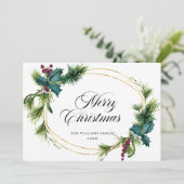 エレガントな松の木とイチイの実のクリスマスグリーティング シーズンカード (スタンド正面)