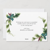 エレガントな松の木とイチイの実のクリスマスグリーティング シーズンカード (裏面)