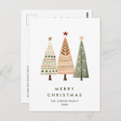 エレガントな松の木のクリスマスホリデーグリーティング ポストカード (正面/裏面)