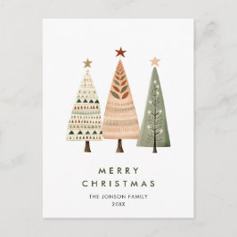 エレガントな松の木のクリスマスホリデーグリーティング ポストカード