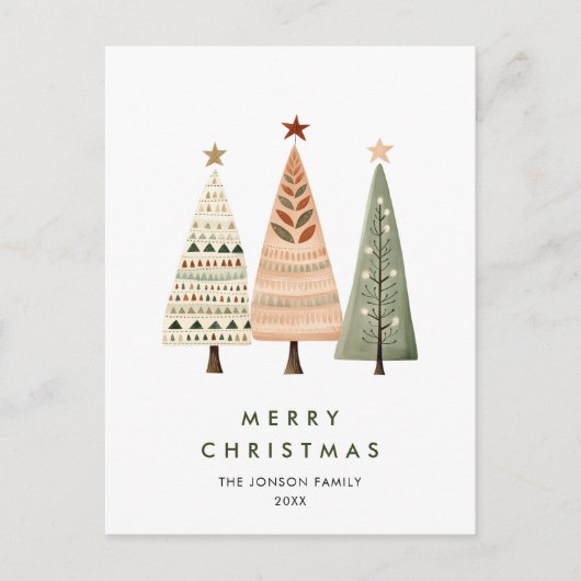 エレガントな松の木のクリスマスホリデーグリーティング ポストカード (正面)