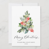 エレガントな松の木のクリスマス コーポレート グリーティング シーズンカード (正面)