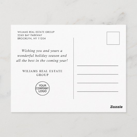 エレガントな松の木のクリスマス コーポレート グリーティング ポストカード (裏面)