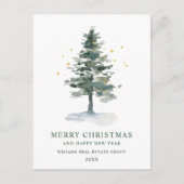 エレガントな松の木のクリスマス コーポレート グリーティング ポストカード (正面)