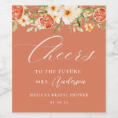 エレガントな柑橘の花のブライダルシャワー ワインラベル (シングルラベル)