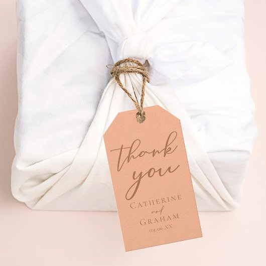 エレガントな桃のミニマルオーダーメイドウェディング ギフトタグ