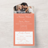エレガントな桃の写真 ウェディング 招待状 (内側)