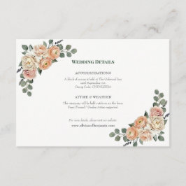 エレガントな桃の花とゴールドの格子模様の完全なセット エンクロージャーカード