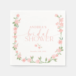 エレガントな桃の花のガーデン ブライダルシャワー スタンダードカクテルナプキン
