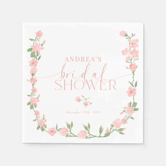 エレガントな桃の花のガーデン ブライダルシャワー スタンダードカクテルナプキン (正面)