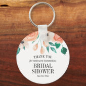 エレガントな桃の花のブライダルシャワー カスタムギフト キーホルダー (正面)