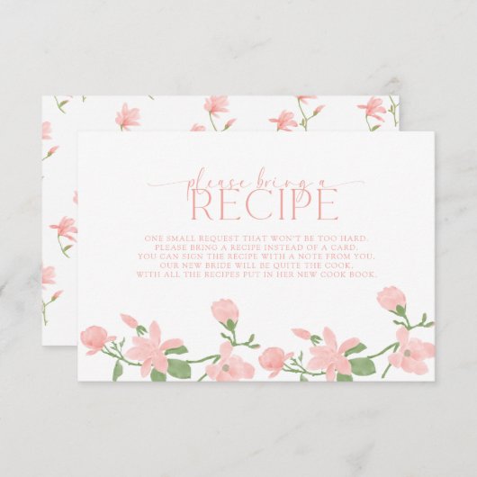 エレガントな桃の花のレシピをお持ちください エンクロージャーカード (正面/裏面)