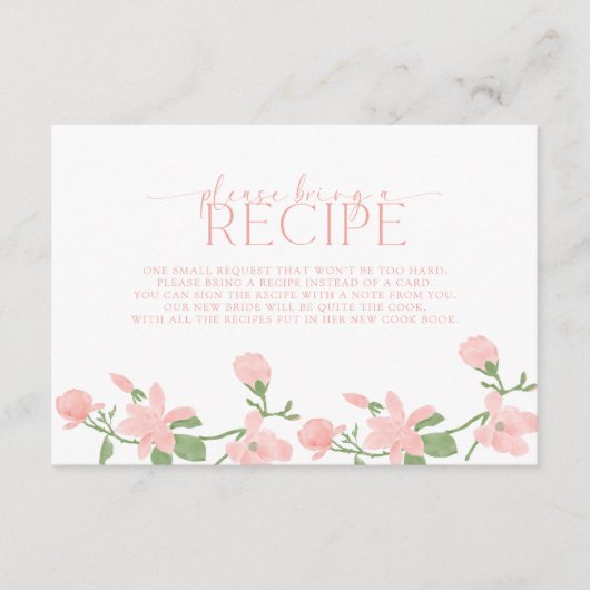 エレガントな桃の花のレシピをお持ちください エンクロージャーカード (正面)