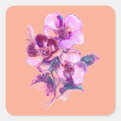 エレガントな桃の花 スクエアシール (正面)