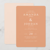 エレガントな桃色のミニマル結婚式招待状 招待状 (正面/裏面)