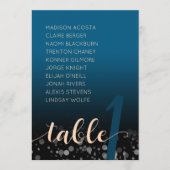 エレガントな桃色の海の青い結婚式の席次表 招待状 (正面)