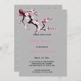 エレガントな桜のピンクの花のベビーシャワー 招待状