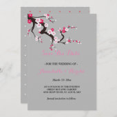 エレガントな桜のピンクの花柄の保存日付 セーブザデート (正面/裏面)