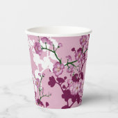 エレガントな桜のピンク バーガンディー ホワイトの桜の花 紙コップ (正面)