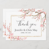 エレガントな桜の結婚式のお礼カード サンキューカード (正面/裏面)