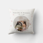 エレガントな桜の結婚式のフォト クッション (裏面)